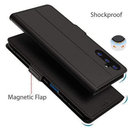 Kapa Noble Slim Magnetic Leather Flip Case Cover for Samsung Galaxy F34 / M34 (5G) | Card Holder Stand Leather Flip Wallet Case (Black)