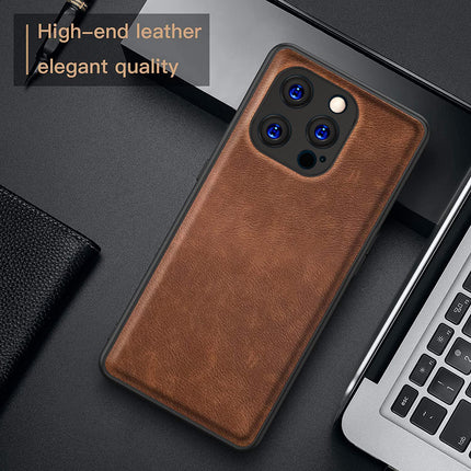 Kapa Tux Leather Back Cover for Apple iPhone 15 Pro | Slim Shockproof Camera Protection Bumper Case (Brown)