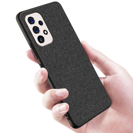 Soft Fabric Hybrid for Samsung Galaxy A53 (5G) Back Cover, Shockproof Protection Slim Hard Back Case (Black)