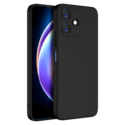 Kapa Matte Protective Lens Flexible Back Cover for Redmi 12 (5G) / Poco M6 Pro (5G) | Slim Silicone with Soft Lining Shockproof Full Body Bumper Case (Black)
