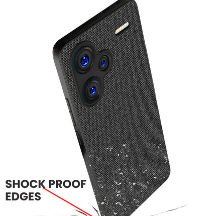 Kapa Soft Full Fabric Protective Back Case Cover for Redmi Note 13 PRO PLUS | Shockproof Slim Hard Anti Slip Back Case (Black) - Mobizang