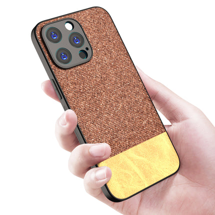 Kapa Soft Fabric & Leather Hybrid Protective Back Cover for Apple iPhone 15 Pro | Shockproof Slim Hard Anti Slip Back Case (Brown)