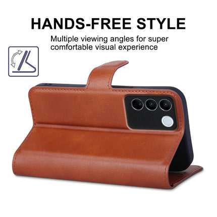 Kapa Prime Slim Magnetic Flip Cover for Vivo V27/ V27 PRO | PU Leather Shockproof Folio Case with Card Holders RFID Blocking Kickstand (Brown)