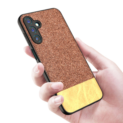 Kapa Soft Fabric & Leather Hybrid Protective Back Cover for Samsung Galaxy A15 | Shockproof Slim Hard Anti Slip Back Case (Brown)
