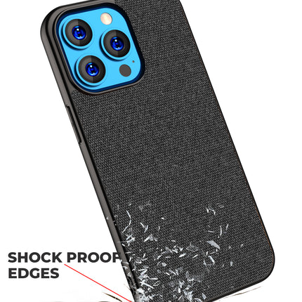 Kapa Soft Fabric Hybrid Protective Back Case Cover for Apple iPhone 14 Pro (Black) - Mobizang