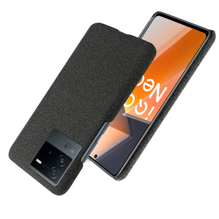 Kapa Woven Soft Fabric Case for Vivo IQOO Neo 6 (5G) Back Cover,  Shock Protection Slim Hard Anti Slip Back Cover (Black)