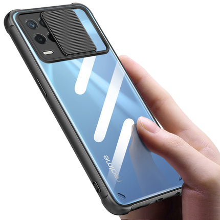 Slider Back Cover for Realme 8 Pro / Realme 8 (4G) , [Military Grade Protection] Shockproof Slim Clear Camera Shield Bumper Back Case (Black)