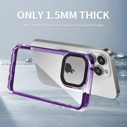 Kapa Warrior Acrylic Clear Back Cover For Apple iPhone 15 Pro Max | Slim Shockproof [Military Grade Protection] Hybrid Bumper Case (Purple Sides)