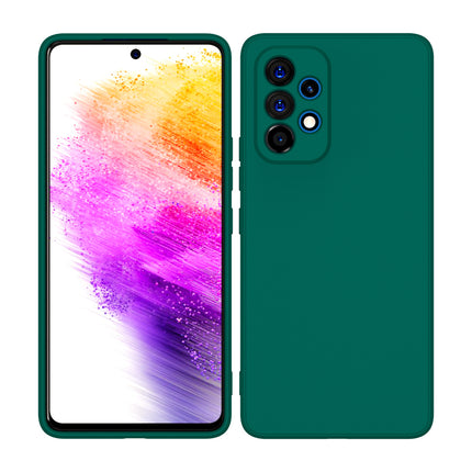 Matte Lens Protective Back Cover for Samsung Galaxy A73 (5G), Slim Silicone with Soft Lining Shockproof Flexible Full Body Bumper Case (Green) - Mobizang