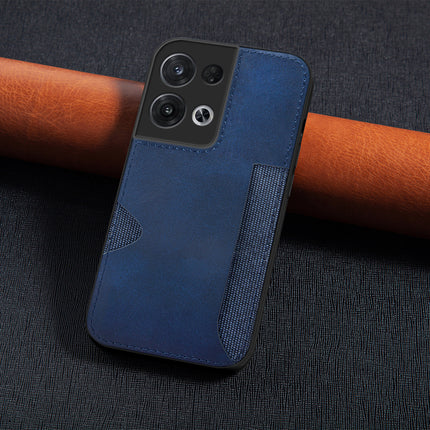 Kapa Razor Wallet Back Case for Oppo Reno 8 Pro (5G) | Slim PU Leather & Fabric Cover with Inbuilt Card Pocket (Blue)