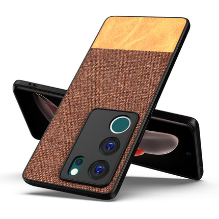 Kapa Soft Fabric & Leather Hybrid Protective Back Cover for Vivo V29 (5G) / Vivo V29 Pro (5G) | Shockproof Slim Hard Anti Slip Back Case (Brown)