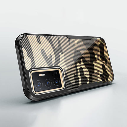 Kapa Beetle Camouflage V2 for Vivo V23E (5G) Back Cover , [Military Grade] Shockproof Slim Camera Ring Hybrid Case (Black)