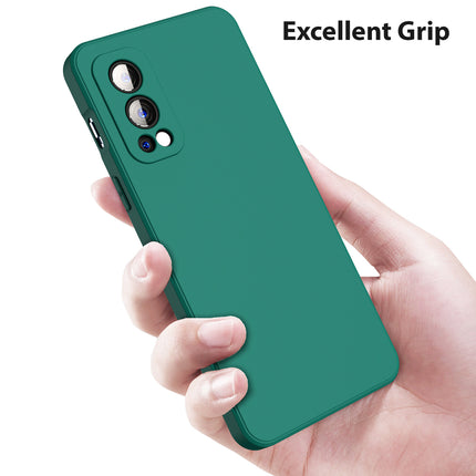 Matte Lens Protective Back Cover for OnePlus Nord 2 (5G) / One Plus Nord 2 (5G) , Slim Silicone with Soft Lining Shockproof Flexible Full Body Bumper Case , Green