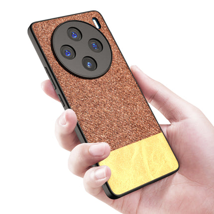 Kapa Soft Fabric & Leather Hybrid Protective Back Cover for Vivo X100 | Shockproof Slim Hard Anti Slip Back Case (Brown)