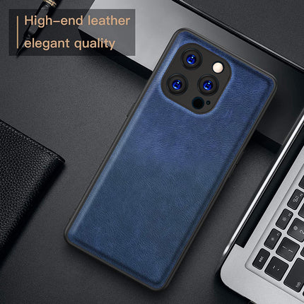 Kapa Tux Leather Back Cover for Apple iPhone 15 Pro Max | Slim Shockproof Camera Protection Bumper Case (Blue)