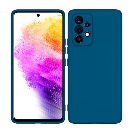 Matte Lens Protective Back Cover for Samsung Galaxy A53 (5G), Slim Silicone with Soft Lining Shockproof Flexible Full Body Bumper Case (Blue)