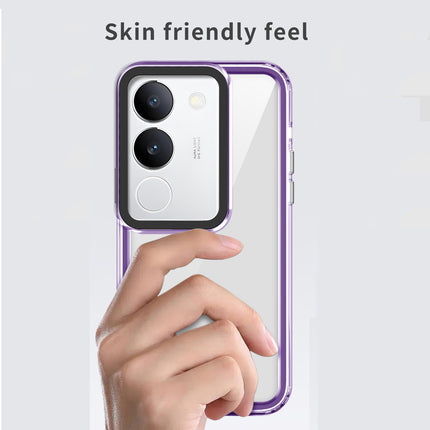 Kapa Warrior Acrylic Clear Back Cover For Vivo V29 (5G) / Vivo V29 Pro (5G) | Slim Shockproof [Military Grade Protection] Hybrid Bumper Case (Purple Sides)
