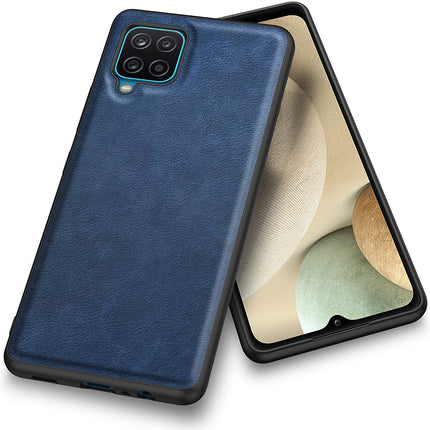 Tux Back Case for Samsung Galaxy A12 / F12 / M12 , Slim Leather Case with Soft Edge Shockproof Back Cover (Blue) - Mobizang