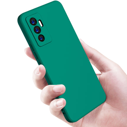 Matte Lens Protective Back Cover for Vivo V23E , Slim Silicone with Soft Lining Shockproof Flexible Full Body Bumper Case (Green)