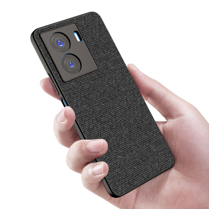 Kapa Soft Full Fabric Protective Back Case Cover for IQOO Z7 / Z7S (5G) | Shockproof Slim Hard Anti Slip Back Case (Black) - Mobizang