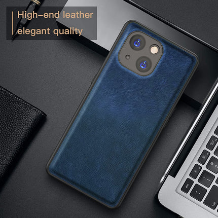 Kapa Tux Leather Back Cover for Apple iPhone 15 Plus | Slim Shockproof Camera Protection Bumper Case (Blue)