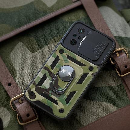 Tank Back Cover for Redmi Note 10 Pro / Note 10 Pro Max , Inbuilt Ring + Slider [Military Grade Protection] Shockproof Lens Protection Case (Green)