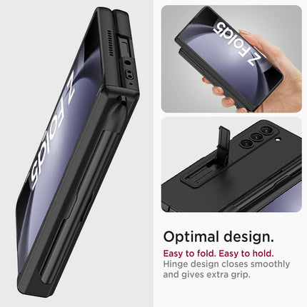 Kapa Magnetic Hinge Case for Samsung Galaxy Z Fold 5 | Inbuilt S-Pen Holder Stand Hybrid Back Cover (Black) - Mobizang