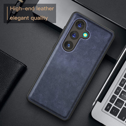 Kapa Tux Leather Back Cover for Samsung Galaxy S24 | Slim Shockproof Camera Protection Bumper Case (Blue) - Mobizang
