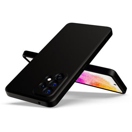 Matte Lens Protective Back Cover for Samsung Galaxy A73 (5G), Slim Silicone with Soft Lining Shockproof Flexible Full Body Bumper Case (Black)