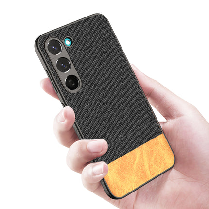 Kapa Soft Fabric & Leather Hybrid for Samsung Galaxy S23 Plus Back Cover | Shockproof Hybrid Slim Hard Anti Slip Back Case (Black , Brown)