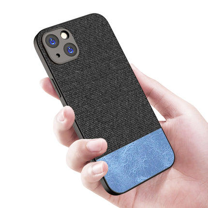 Kapa Soft Fabric & Leather Hybrid Protective Back Cover for Apple iPhone 15 | Shockproof Slim Hard Anti Slip Back Case (Black::Blue)