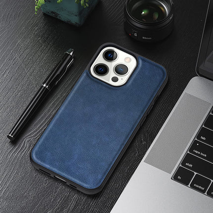 Tux Back Case for Apple iPhone 13 Pro Max , Slim Leather Case with Soft Edge Shockproof Back Cover (Black,Blue)