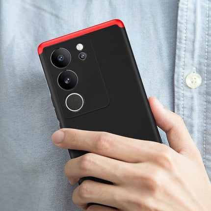 Kapa Double Dip Full 360 Protection Back Case Cover With Stand for Vivo V29 (5G) / Vivo V29 Pro (5G) (Red::Black) - Mobizang