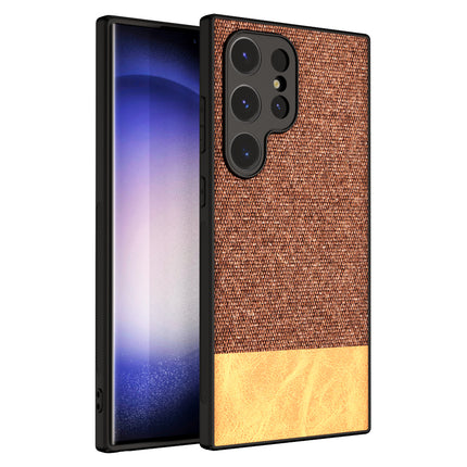 Kapa Soft Fabric & Leather Hybrid Protective Back Cover for Samsung Galaxy S24 ULTRA | Shockproof Slim Hard Anti Slip Back Case (Brown)