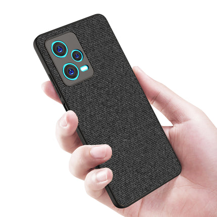 Kapa Soft Full Fabric Hybrid for Redmi Note 12 Pro Back Cover | Shockproof Hybrid Slim Hard Anti Slip Back Case (Black)