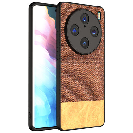 Kapa Soft Fabric & Leather Hybrid Protective Back Cover for Vivo X100 Pro | Shockproof Slim Hard Anti Slip Back Case (Brown)