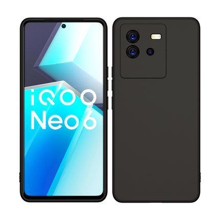 Kapa Matte Lens Protective Shockproof Flexible Back Cover for IQOO Neo 6 (5G) ,Slim Silicone with Soft Lining Shockproof Flexible Full Body Bumper Case (Black)