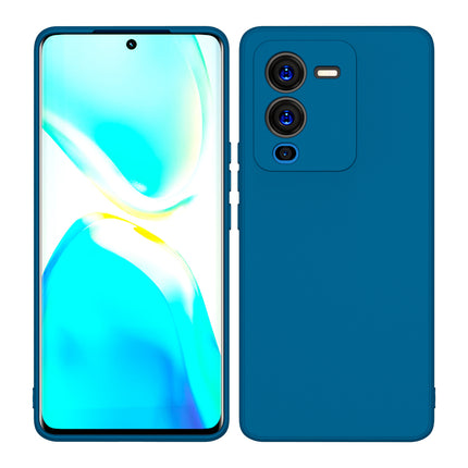 Kapa Matte Lens Protective Shockproof Flexible Back Cover for Vivo V25 PRO (5G) , Slim Silicone with Soft Lining Shockproof Flexible Full Body Bumper Case (Blue)