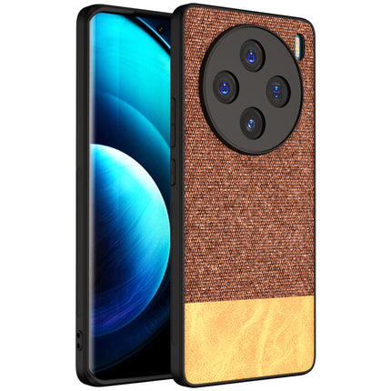 Kapa Soft Fabric & Leather Hybrid Protective Back Cover for Vivo X100 | Shockproof Slim Hard Anti Slip Back Case (Brown)
