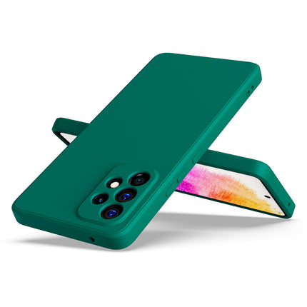 Matte Lens Protective Back Cover for Samsung Galaxy A73 (5G), Slim Silicone with Soft Lining Shockproof Flexible Full Body Bumper Case (Green) - Mobizang