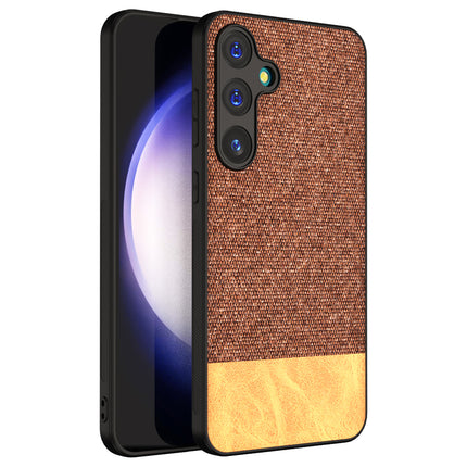 Kapa Soft Fabric & Leather Hybrid Protective Back Cover for Samsung Galaxy S24 PLUS | Shockproof Slim Hard Anti Slip Back Case (Brown)