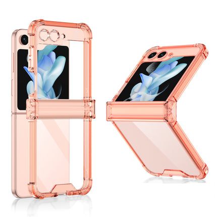 Kapa Clear Airbag With Hinge Protection Back Case for Samsung Galaxy Flip5 / Z Flip 5 | Transparent Shockproof Slim Hard Protective Cover (Orange) - Mobizang