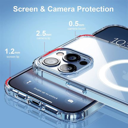 Mag Back Cover for iPhone 13 Pro Max (6.7 inch) , Clear Magnetic Case Compatible with Magsafe , Slim Shockproof  Hard Back Cover Soft Edges
