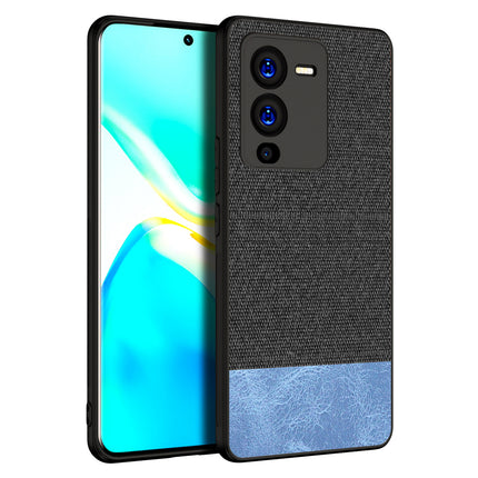 Kapa Soft Fabric & Leather Hybrid Protective Case Cover for Vivo V25 PRO (5G) (Black,Blue)