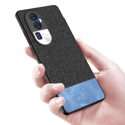 Kapa Soft Fabric & Leather Hybrid Protective Back Cover for Oppo Reno 10 Pro Plus | Shockproof Slim Hard Anti Slip Back Case (Black::Blue) - Mobizang