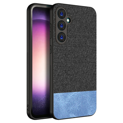 Kapa Soft Fabric & Leather Hybrid Protective Back Cover for Samsung Galaxy S23 FE | Shockproof Slim Hard Anti Slip Back Case (Black::Blue)