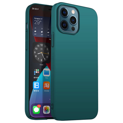 Silk Smooth Finish [Full Coverage] All Sides Protection Slim Back Case Cover for Apple iPhone 13 PRO MAX (6.7 inch) (Green)