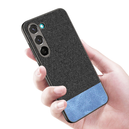 Kapa Soft Fabric & Leather Hybrid for Samsung Galaxy S23 Plus Back Cover | Shockproof Hybrid Slim Hard Anti Slip Back Case (Black , Blue)