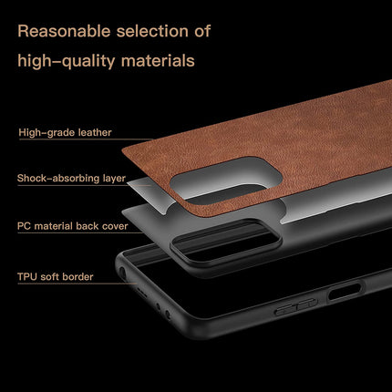 Tux Back Case for Xiaomi Redmi Note 10 Pro /  Note 10 Pro Max , Slim Leather Case with Soft Edge Shockproof Back Cover (Brown) - Mobizang