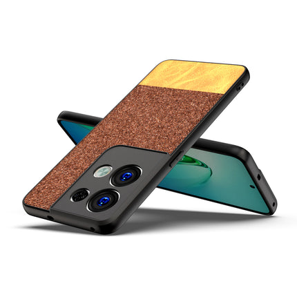 Kapa Soft Fabric & Leather Hybrid Protective Back Case Cover for Oppo Reno 8 PRO (5G) (Brown)
